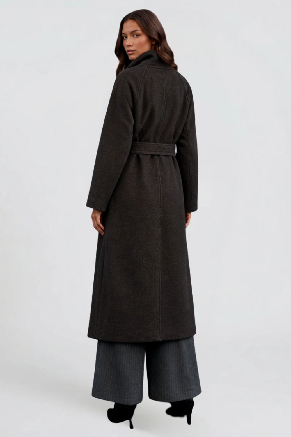 Audrey Belted Tailored Longline Wool Coat