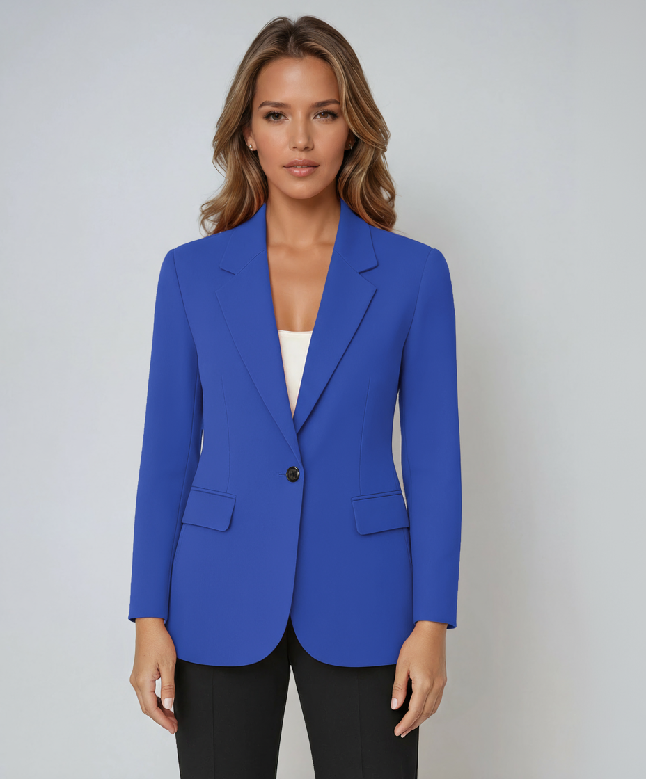 Claire Button Tailored Blazer - Blue