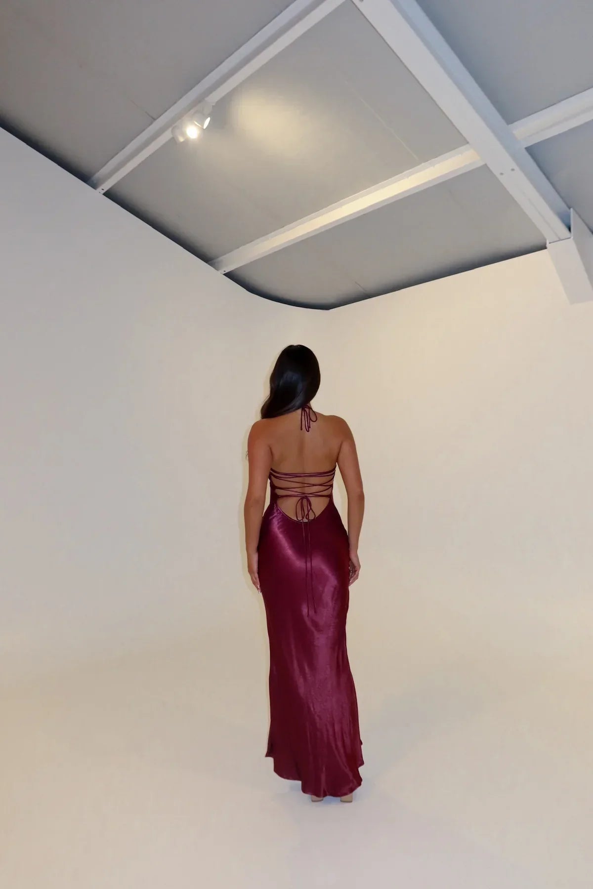 Aeline Halter Maxi Dress - Burgundy