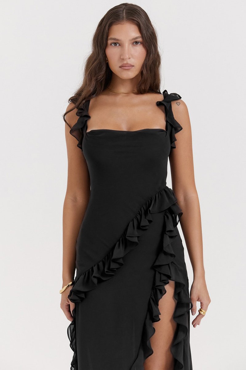VICTORIA RUFFLED MAXI DRESS