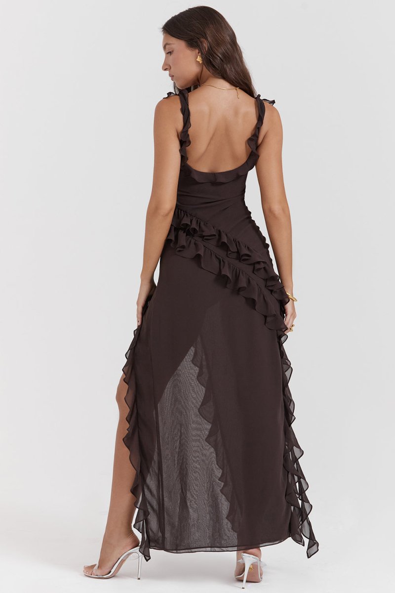 VICTORIA RUFFLED MAXI DRESS