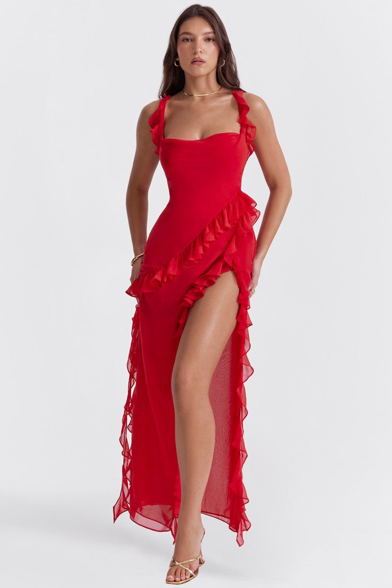 VICTORIA RUFFLED MAXI DRESS
