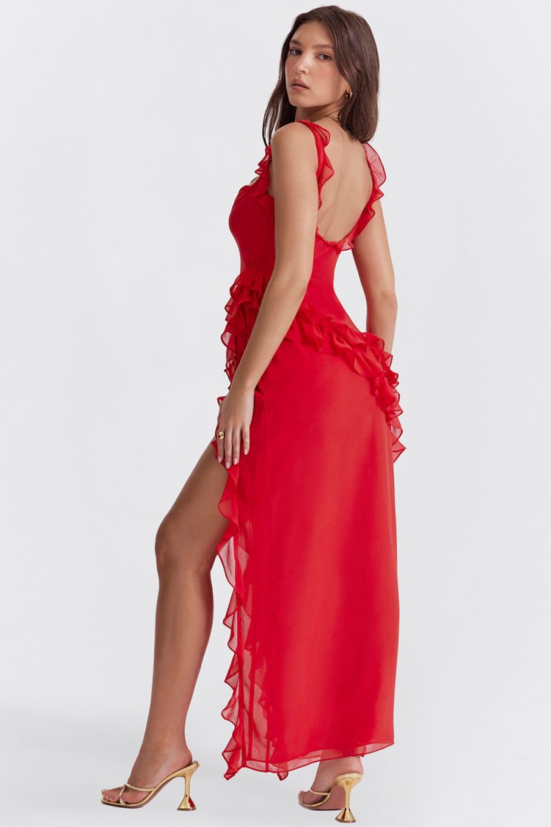 VICTORIA RUFFLED MAXI DRESS