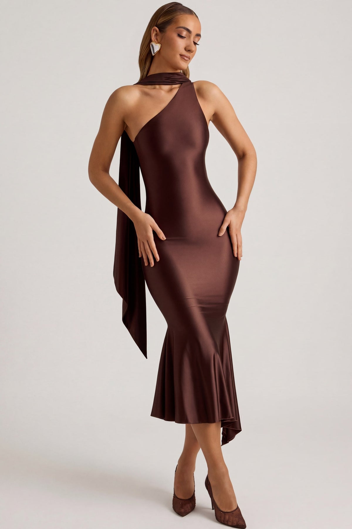 Gloria Midi Dress - Brown