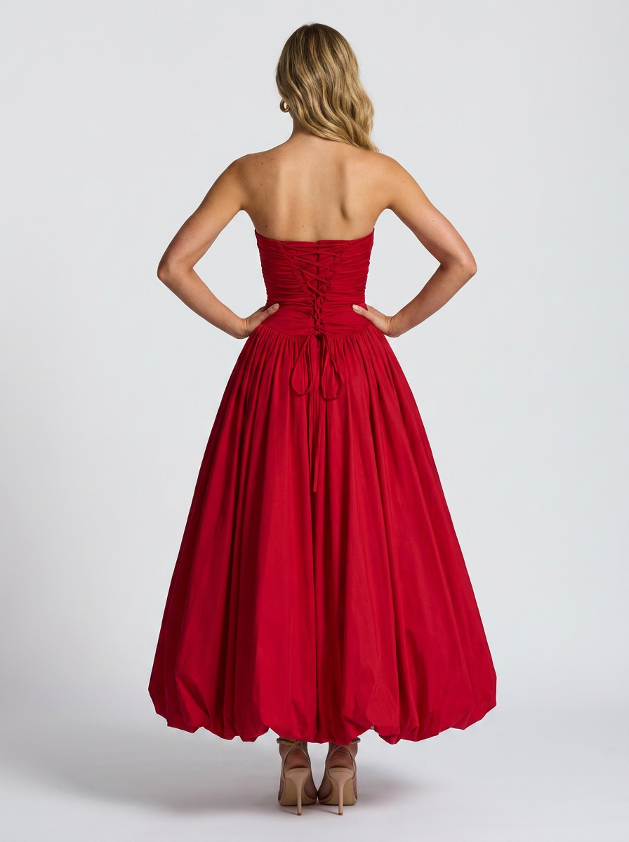 Sienna Pleated Strapless Maxi Dress