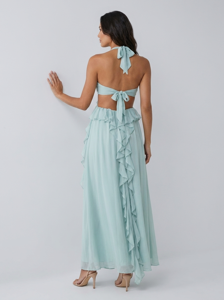 Dahlia Floral Backless Maxi Dress