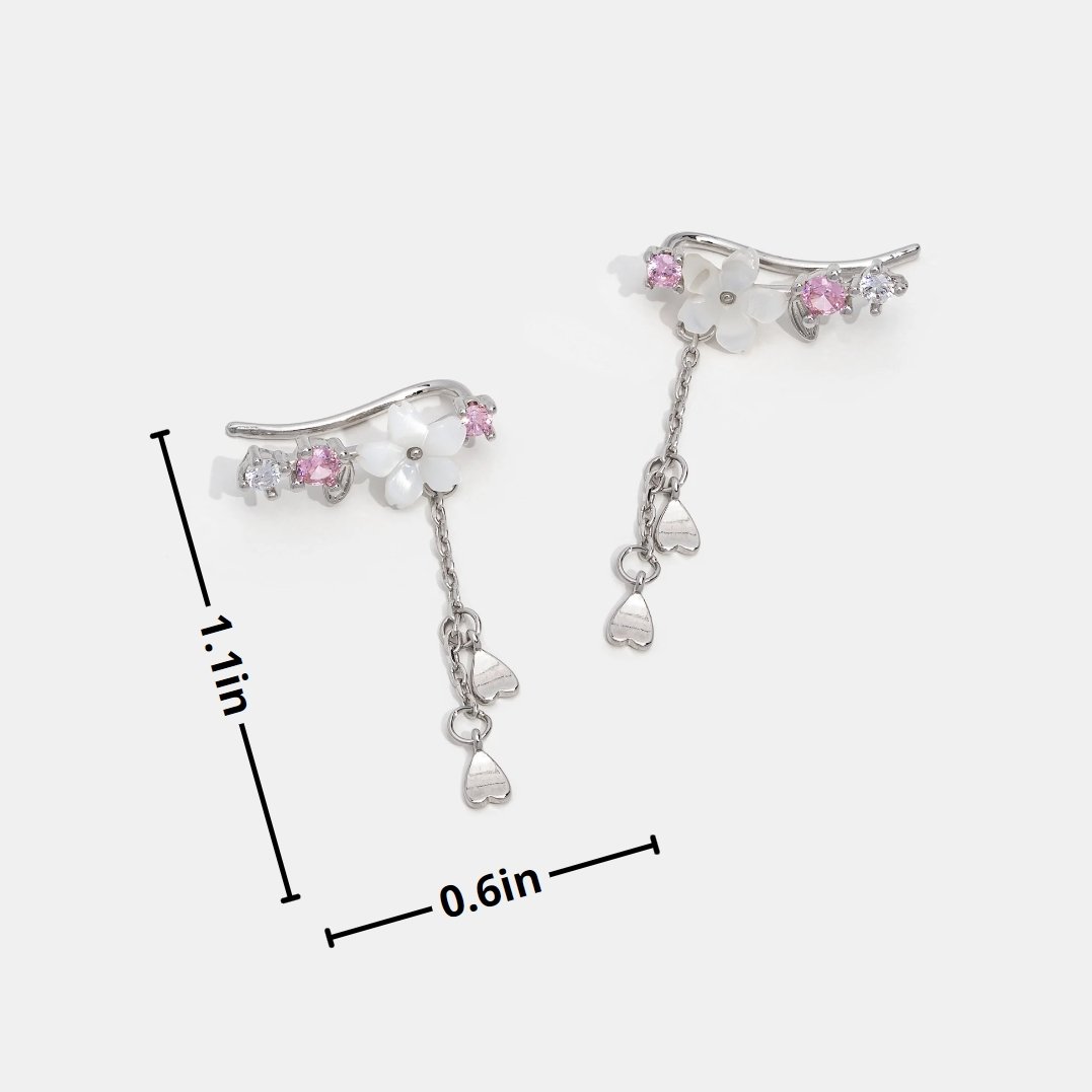 Adelie Cherry Blossom Earrings - Silver