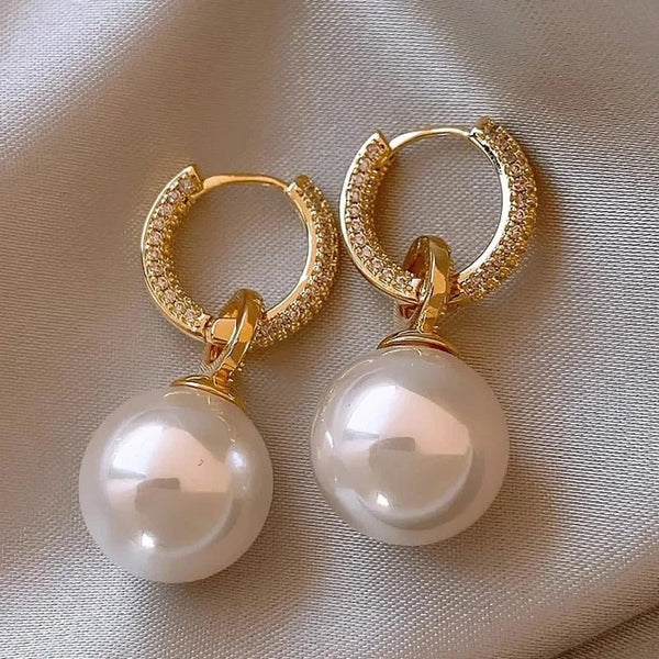 Aislinn Pearl Drop Hoop Earrings