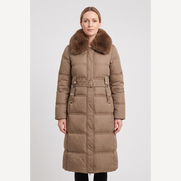 Astera Contrast Collar Longline Puffer Coat