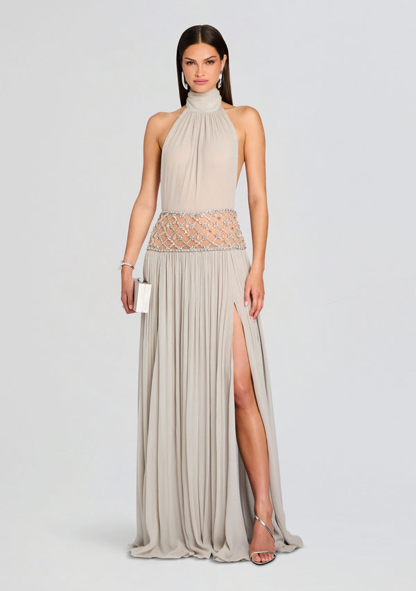 Braelyn Halter Beaded Gown