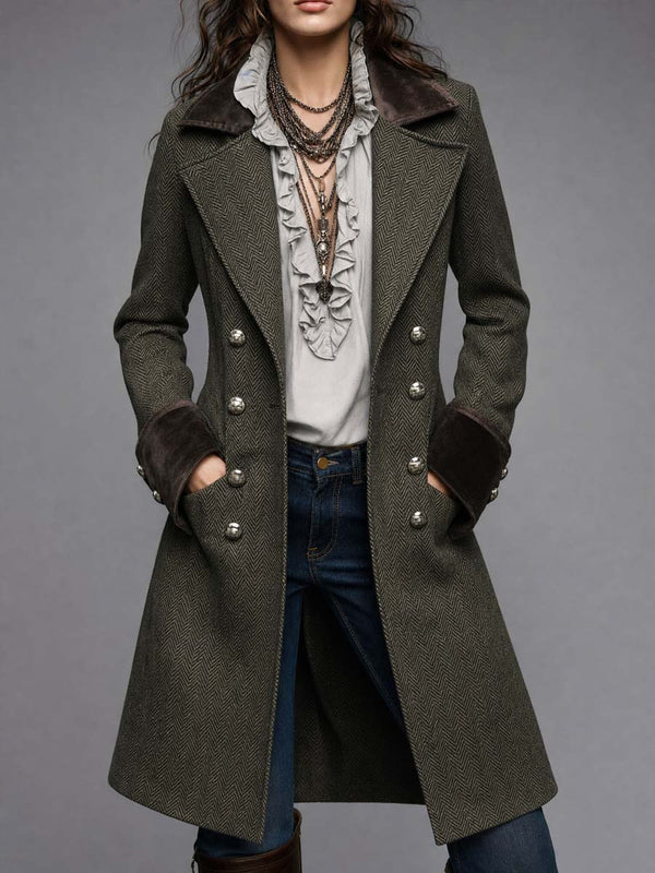 Emberly Herringbone Military Coat