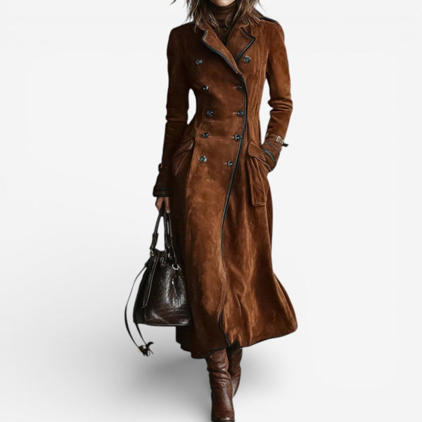 Eulalia Double-Breasted Long Trench Coat