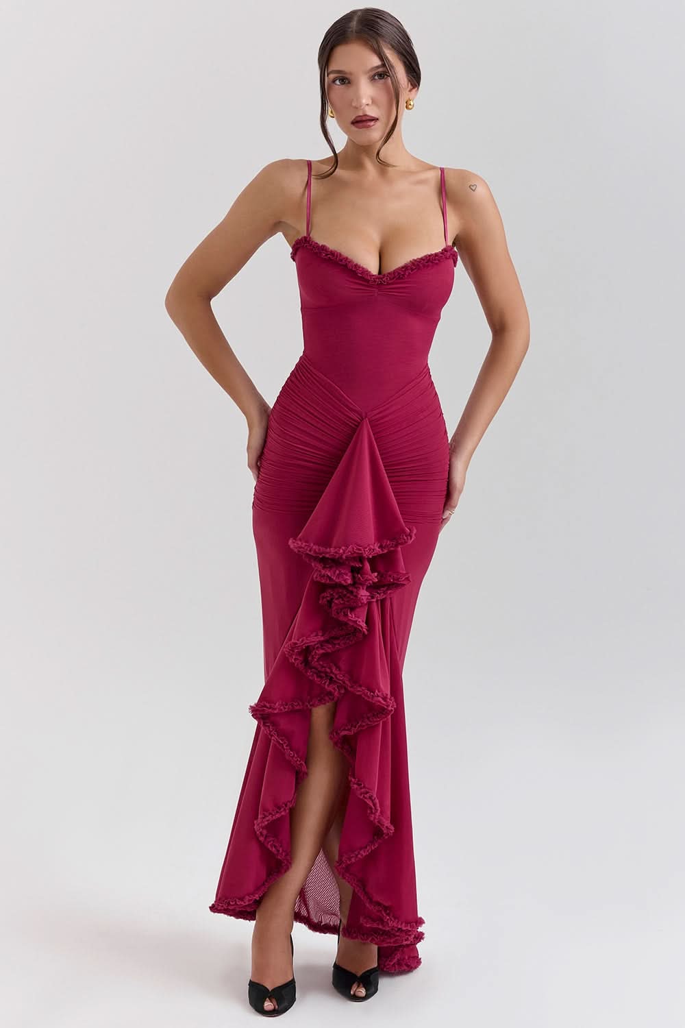 Women's Summer Burgundy Cocktail Party Maxi Dress for Women – Kylies Label