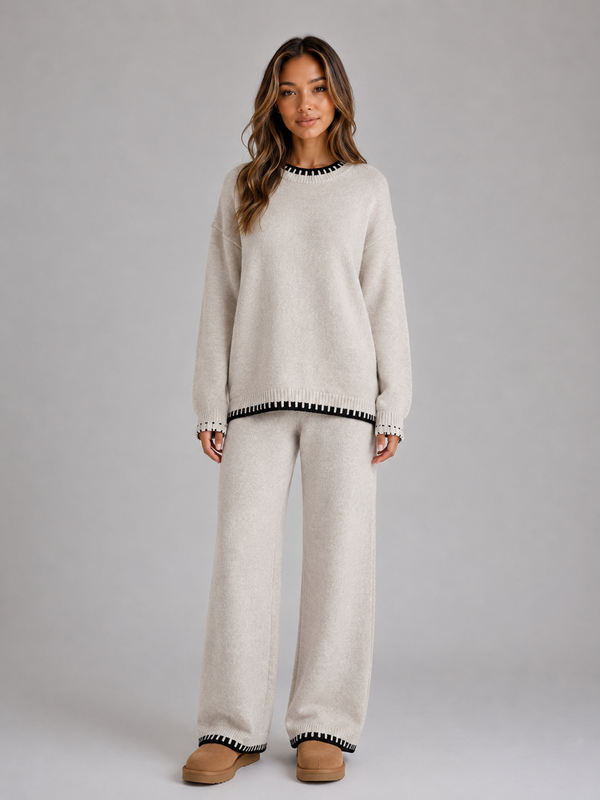 Gretchen Contrast Trim Sweater Trouser Set