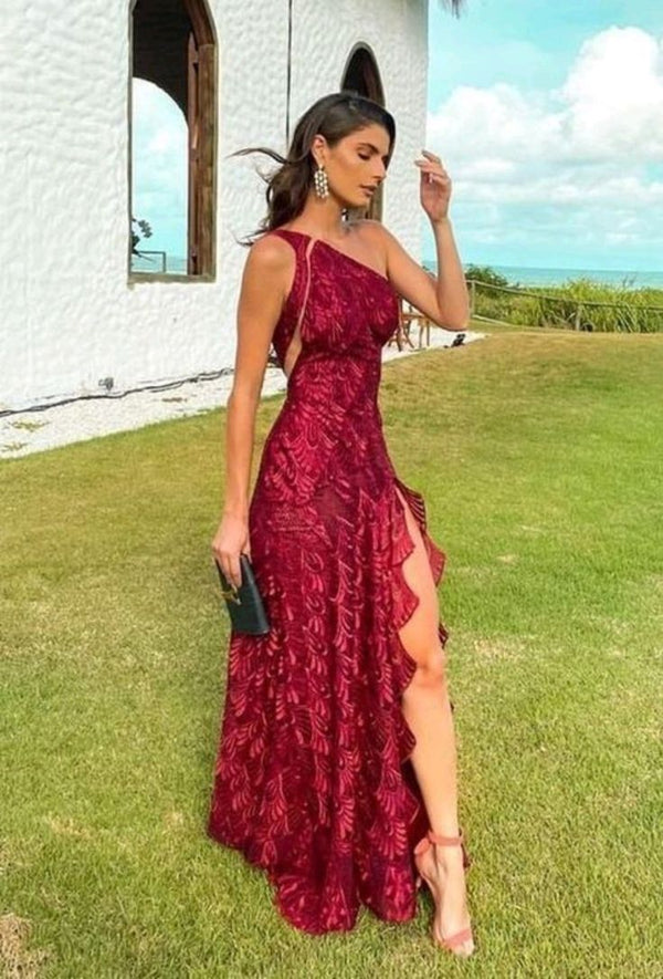Josiane One Shoulder Lace Maxi Dress