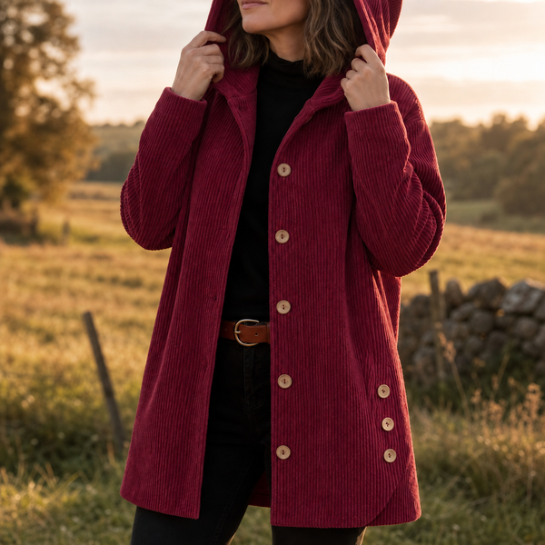 Kamryn Ribbed Corduroy Hooded Overshirt