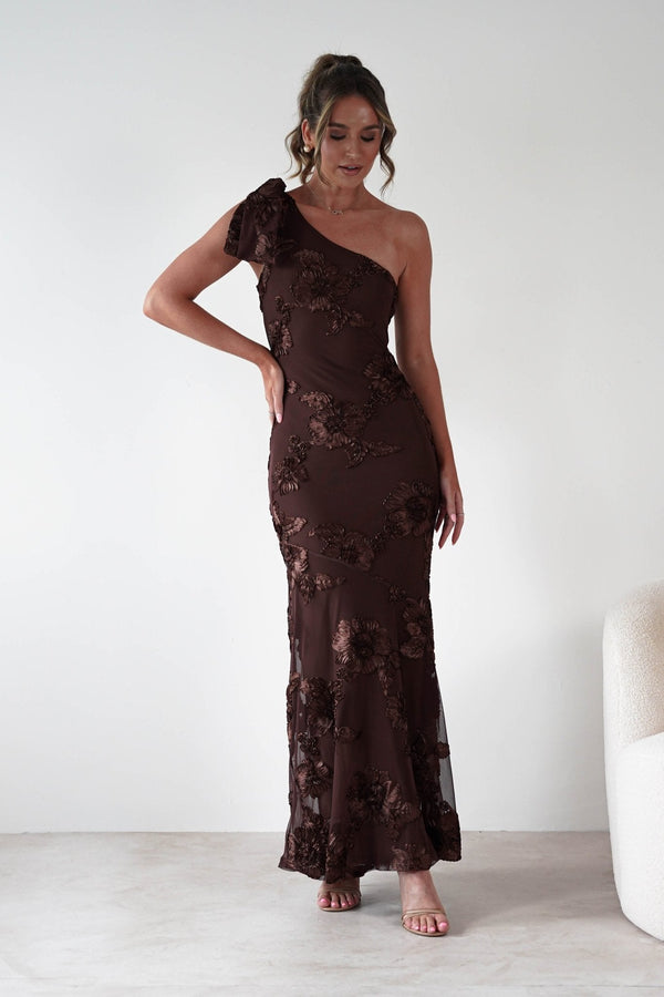 Loredana One Shoulder Floral Maxi Dress