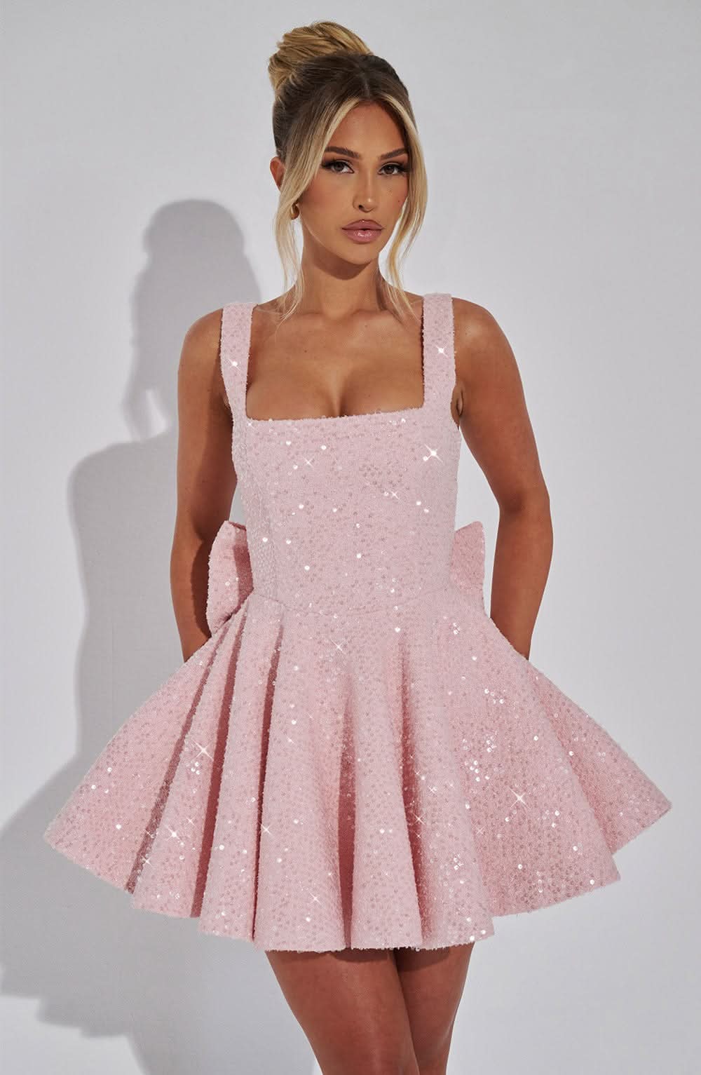 pink mini dress with bow Women's Summer Cocktail Party for Women – Kylies Label Size:24M/2T Show off your playful july26vacationsale Milla Women's Cloudy Blue