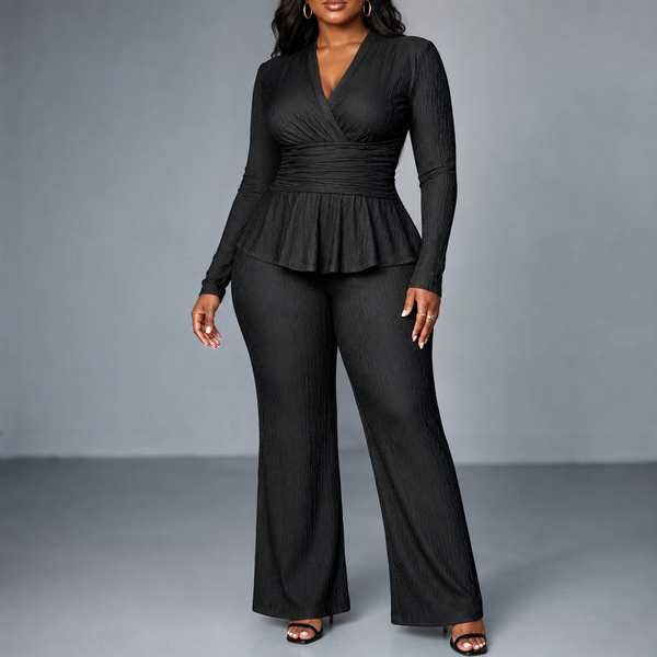 Sybil Wrap Peplum Trouser Set
