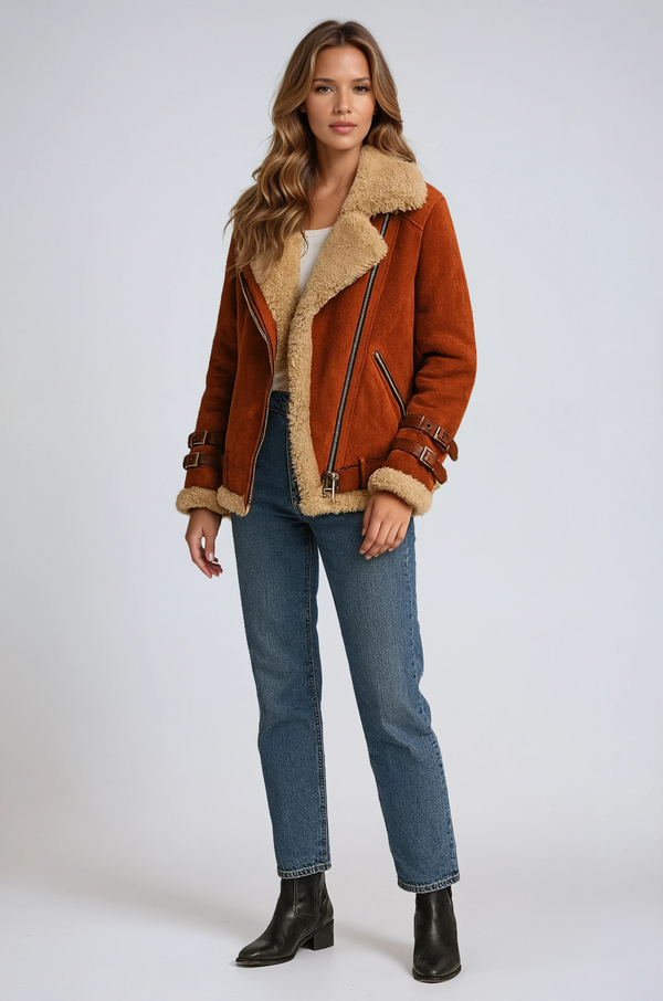 Ysolde Faux Shearling Aviator Jacket