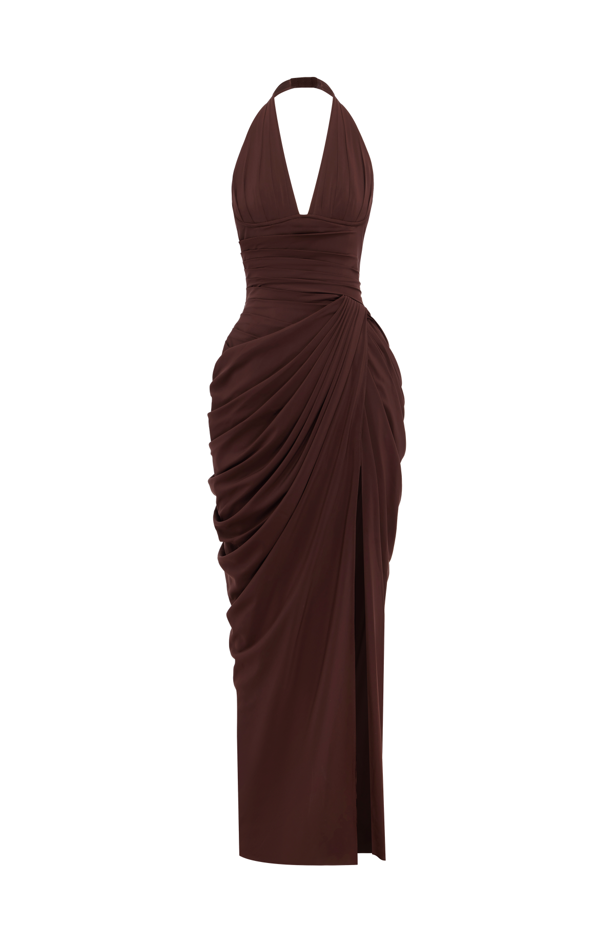 Minette Halter Maxi Dress - Chocolate Brown
