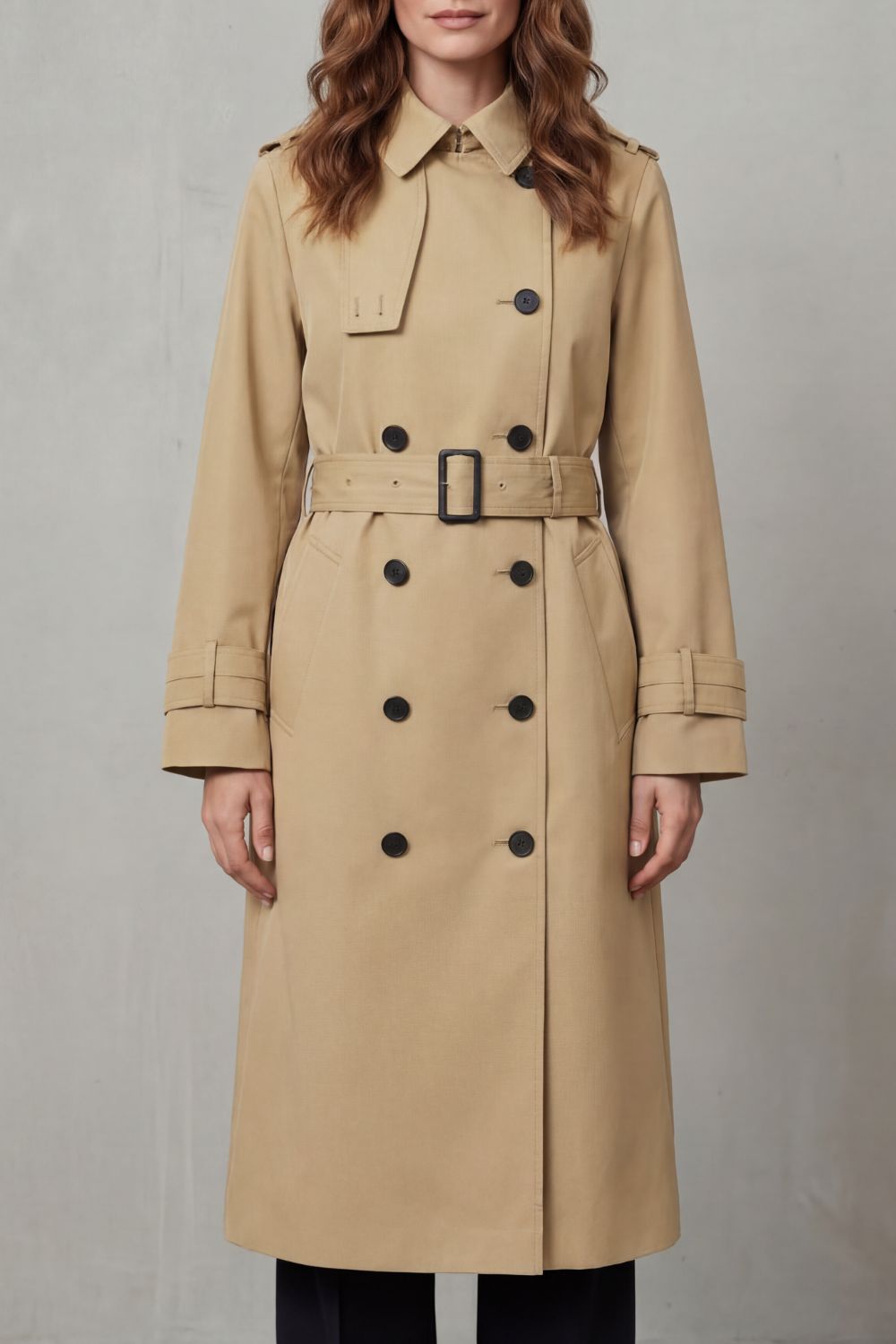 Hadley Double Breasted Belted Trench Coat - Beige
