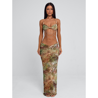 Carmela Embellished Halter Maxi Dress