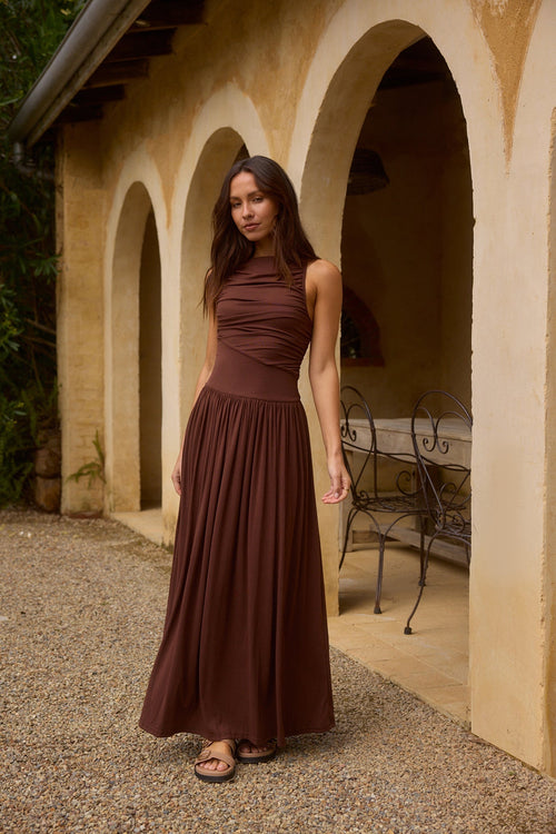 Simone Maxi Dress - Brown