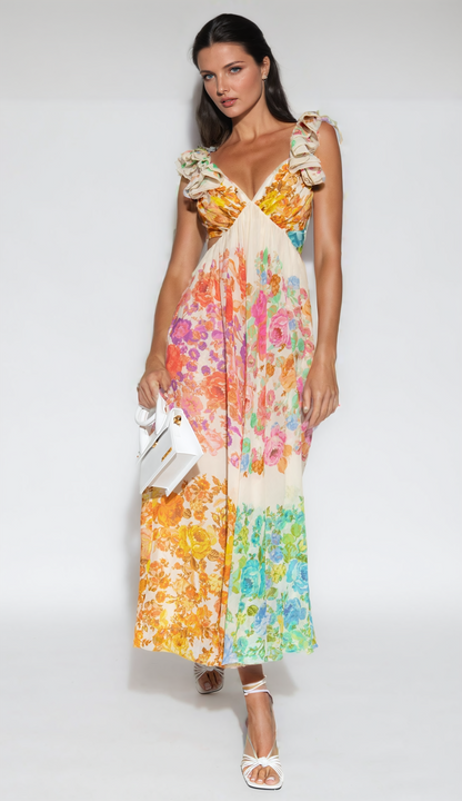 Demi Floral Pleated Maxi Dress