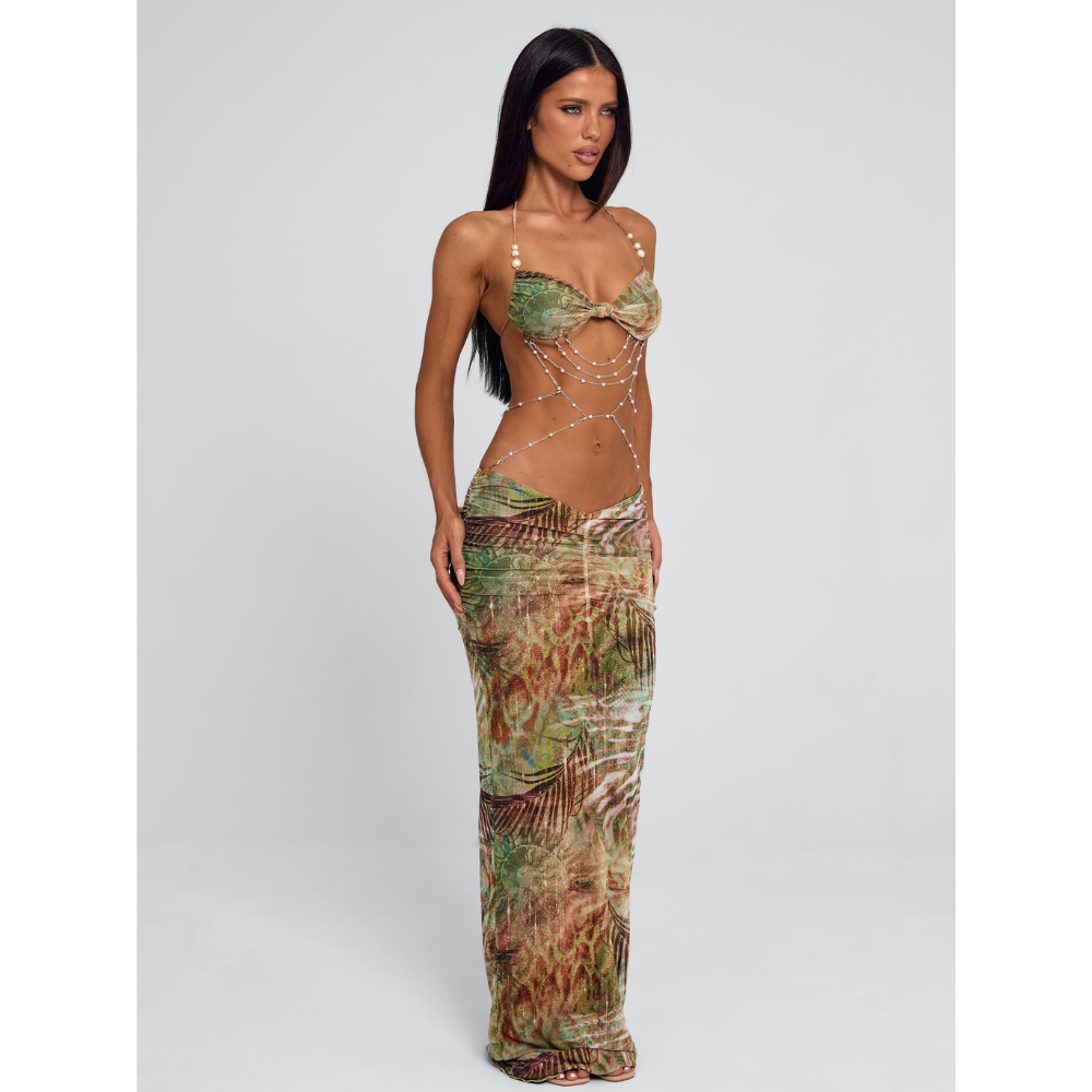 Carmela Embellished Halter Maxi Dress