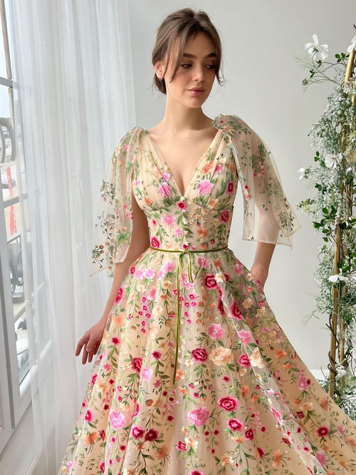 Elspeth Floral Gown - Multicolor