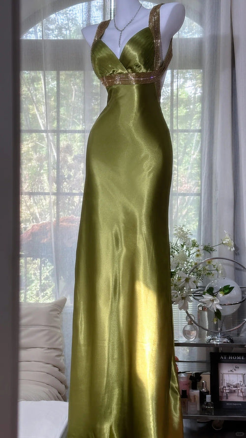 Lilah Dark Maxi Dress - GREEN