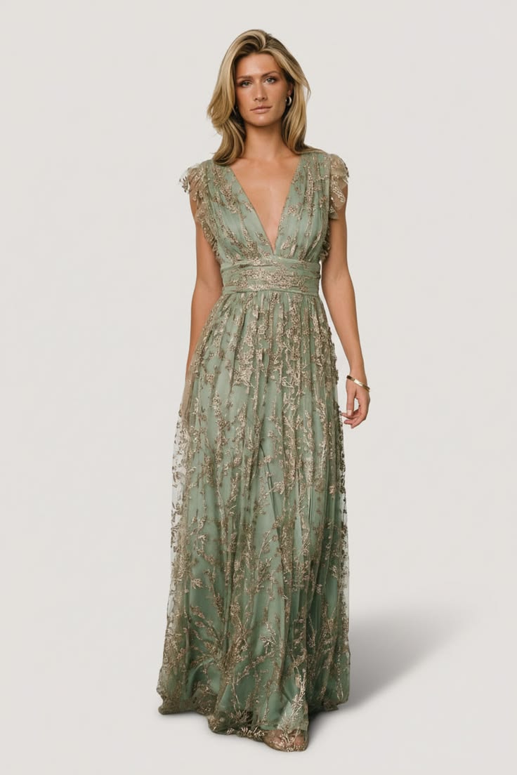 Raina Long Gown - Gold