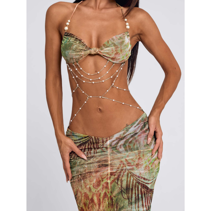 Carmela Embellished Halter Maxi Dress