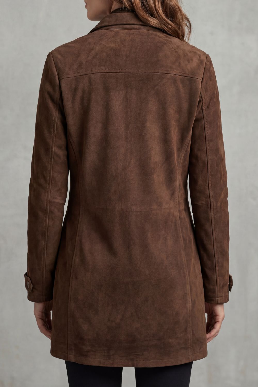 Sabrina Suede Zip Front Utility Button Jacket