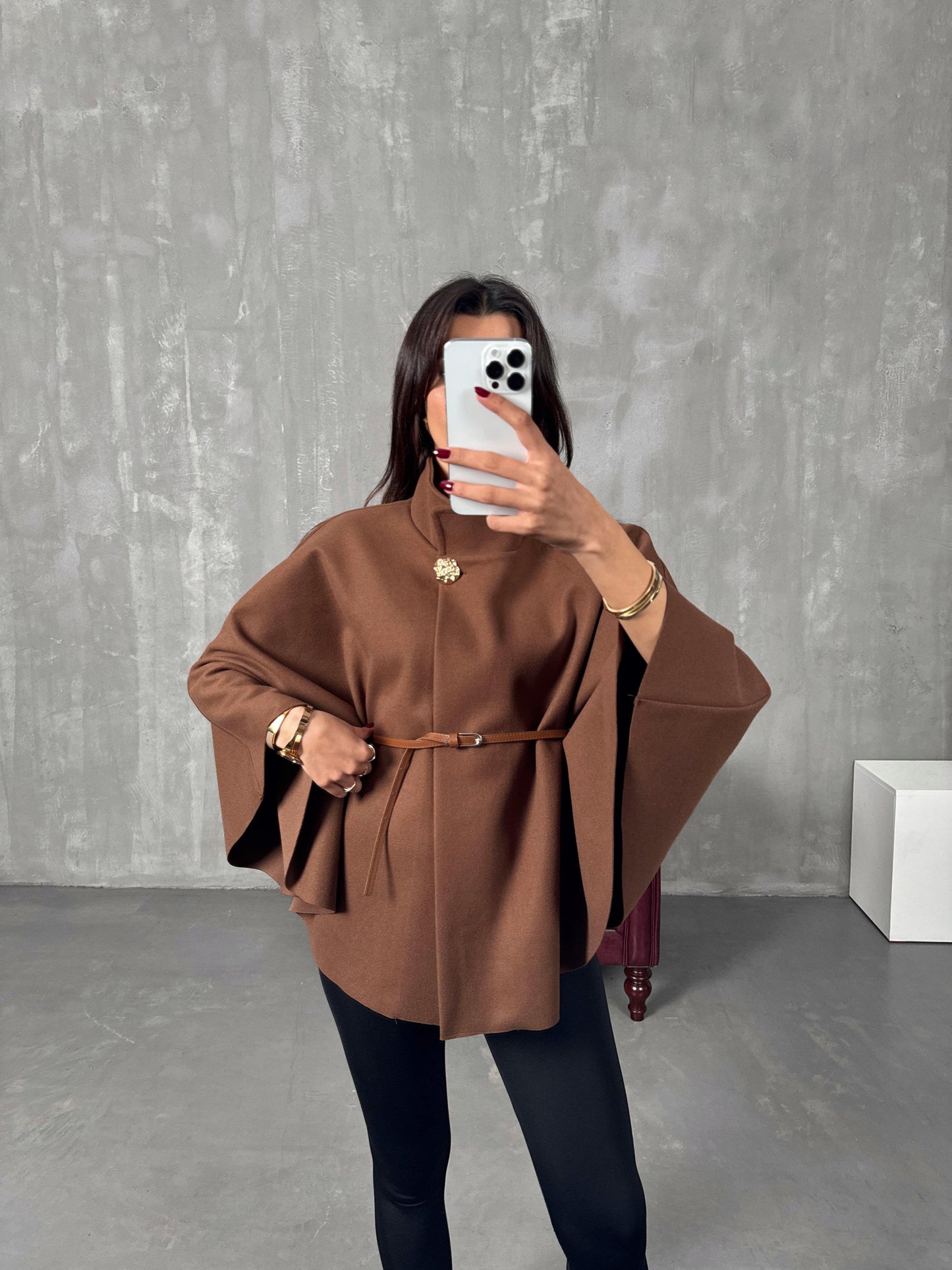 Gina Belted Poncho Jacket