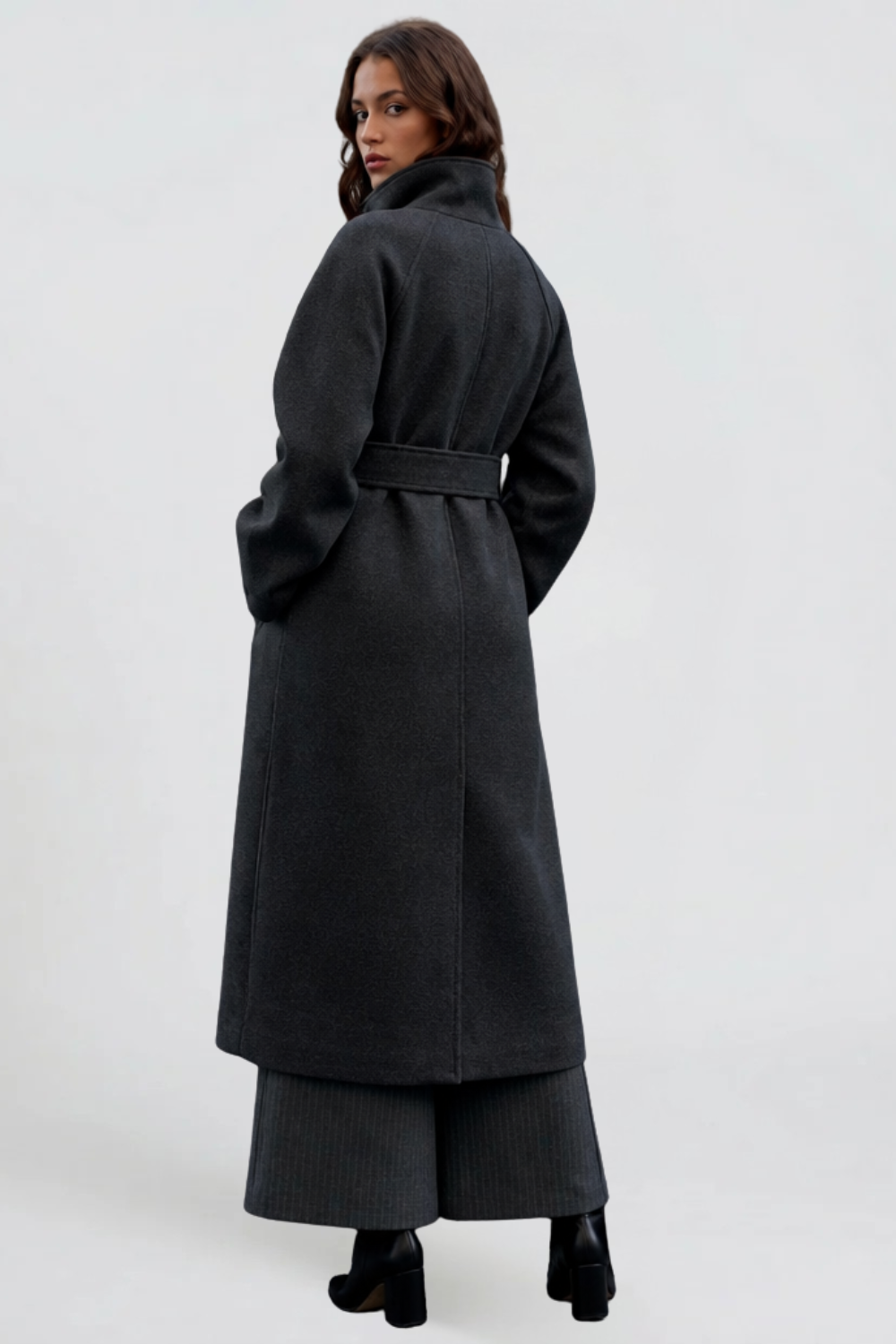 Audrey Belted Tailored Longline Wool Coat