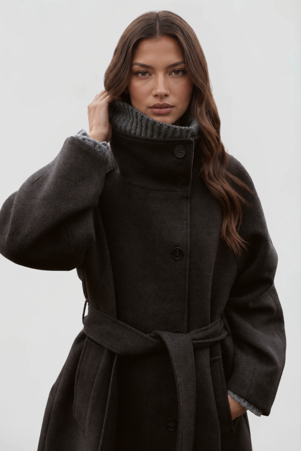 Audrey Belted Tailored Longline Wool Coat