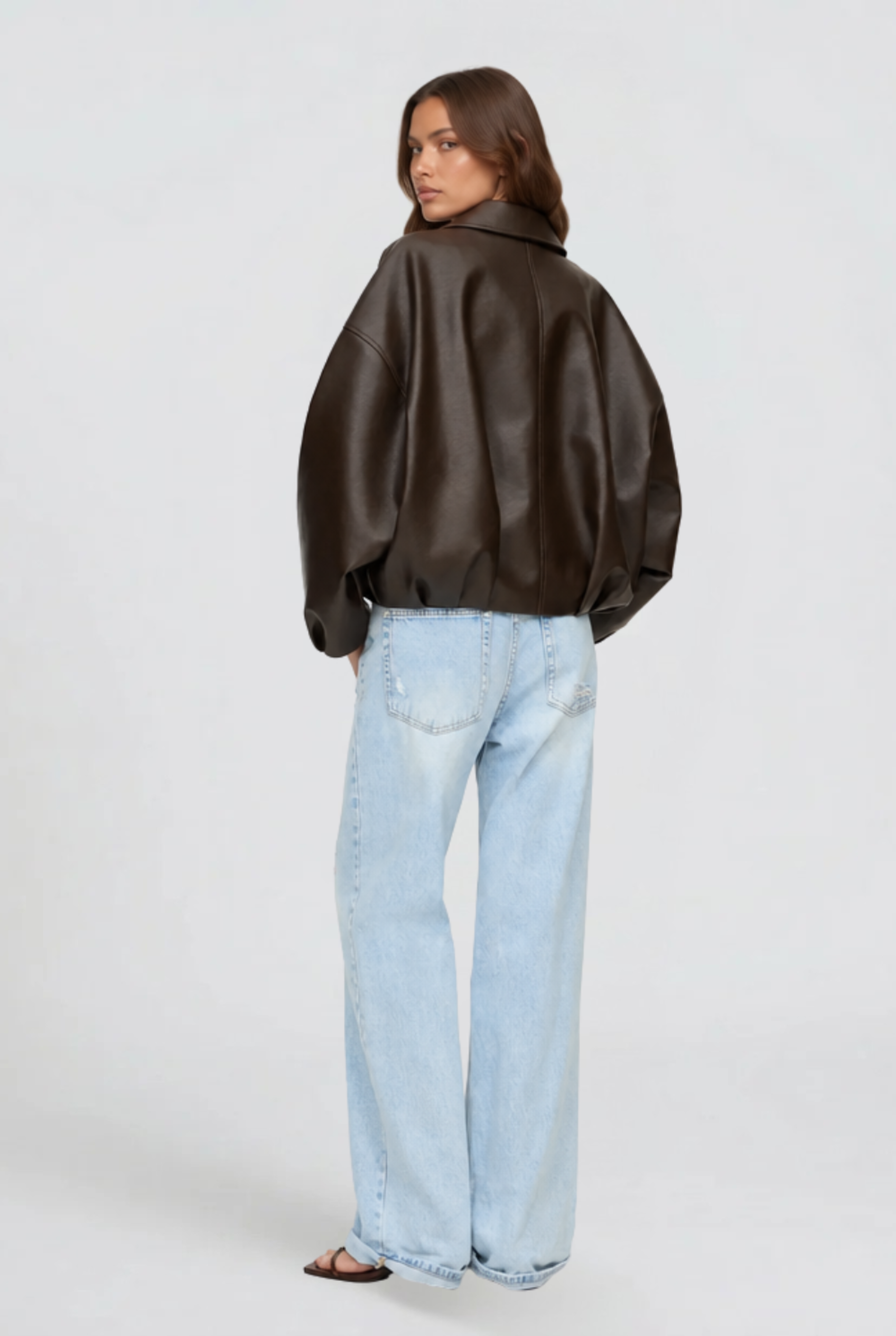 Brooke Oversized Belt Leather Jacket