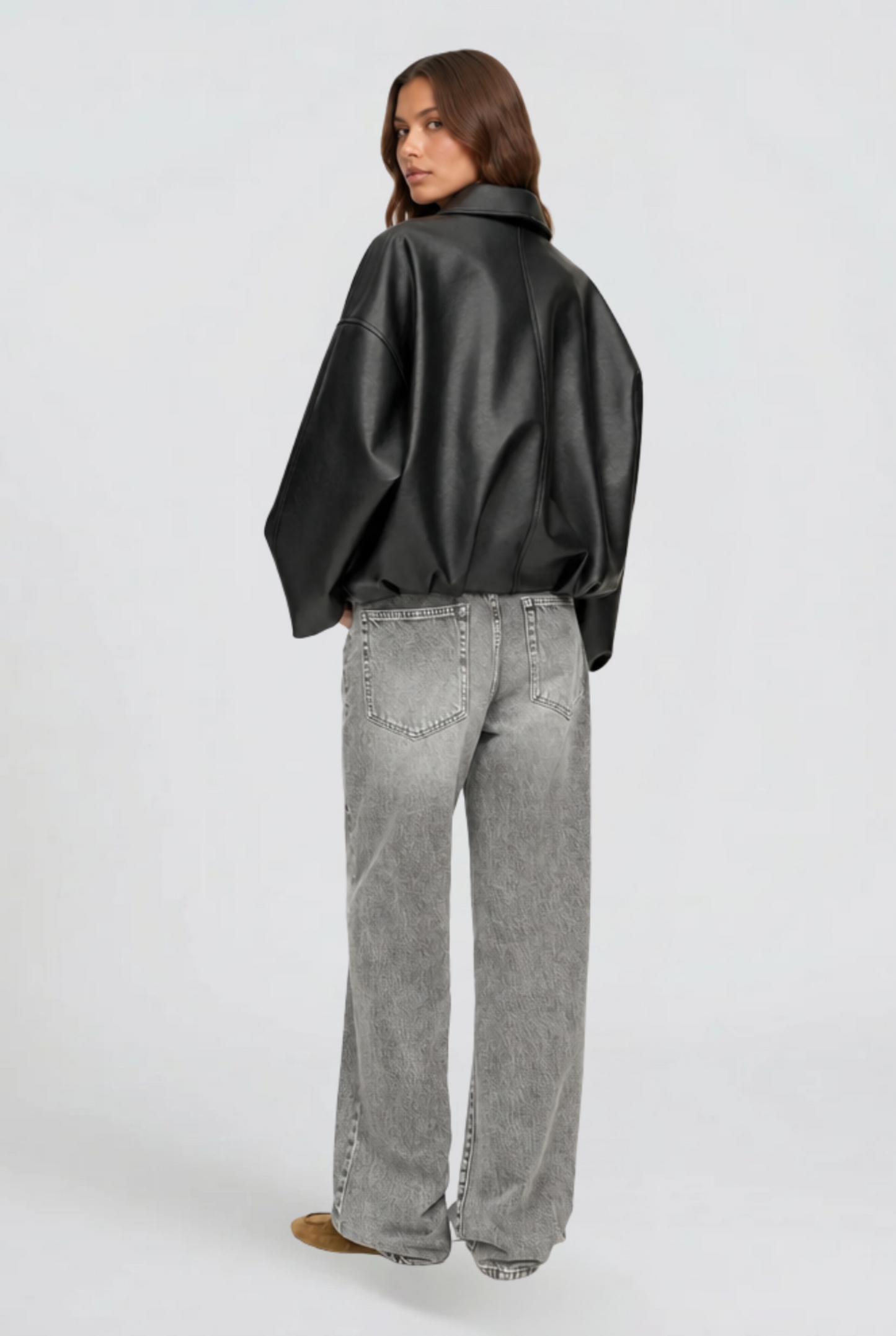 Brooke Oversized Belt Leather Jacket
