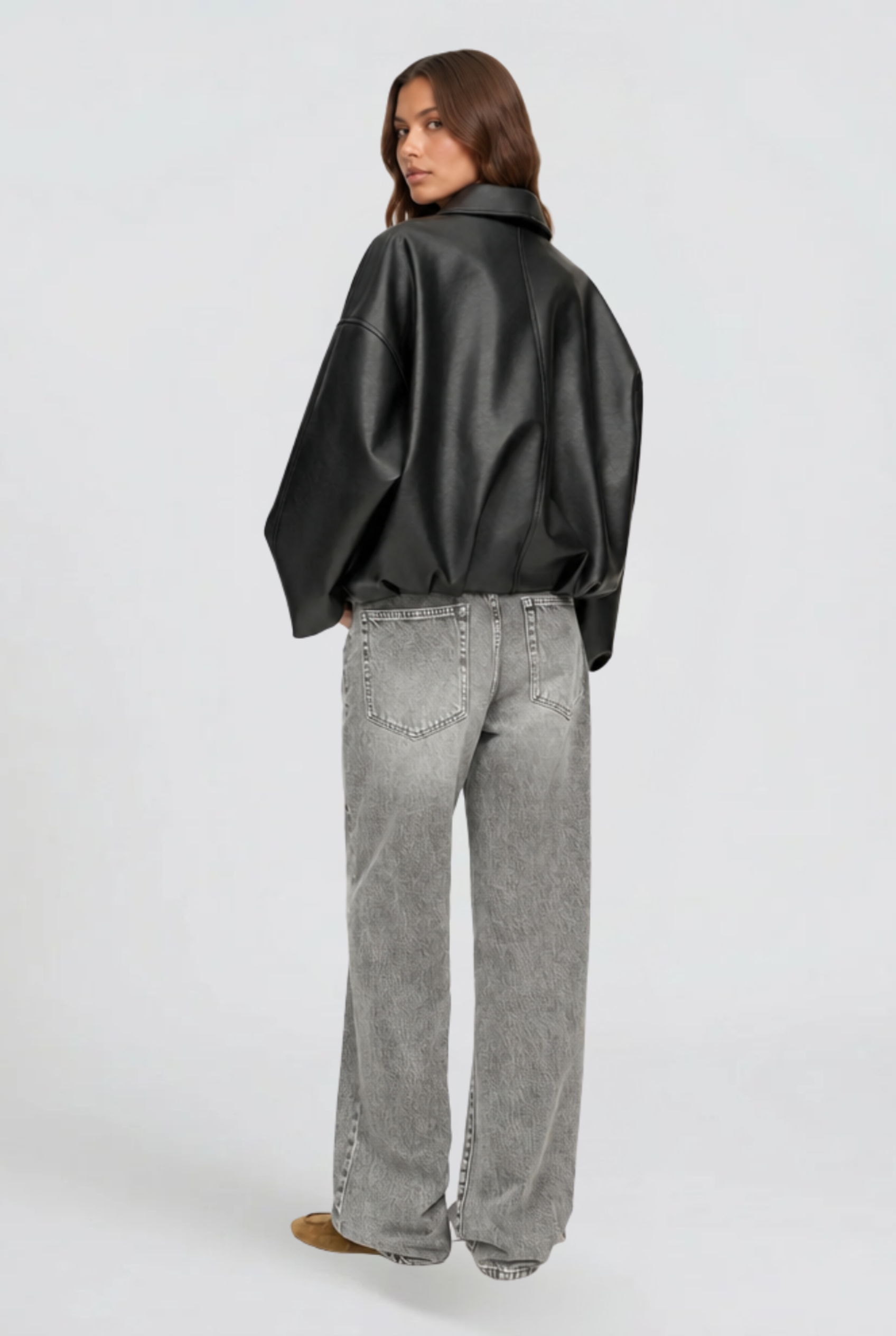 Brooke Oversized Belt Leather Jacket