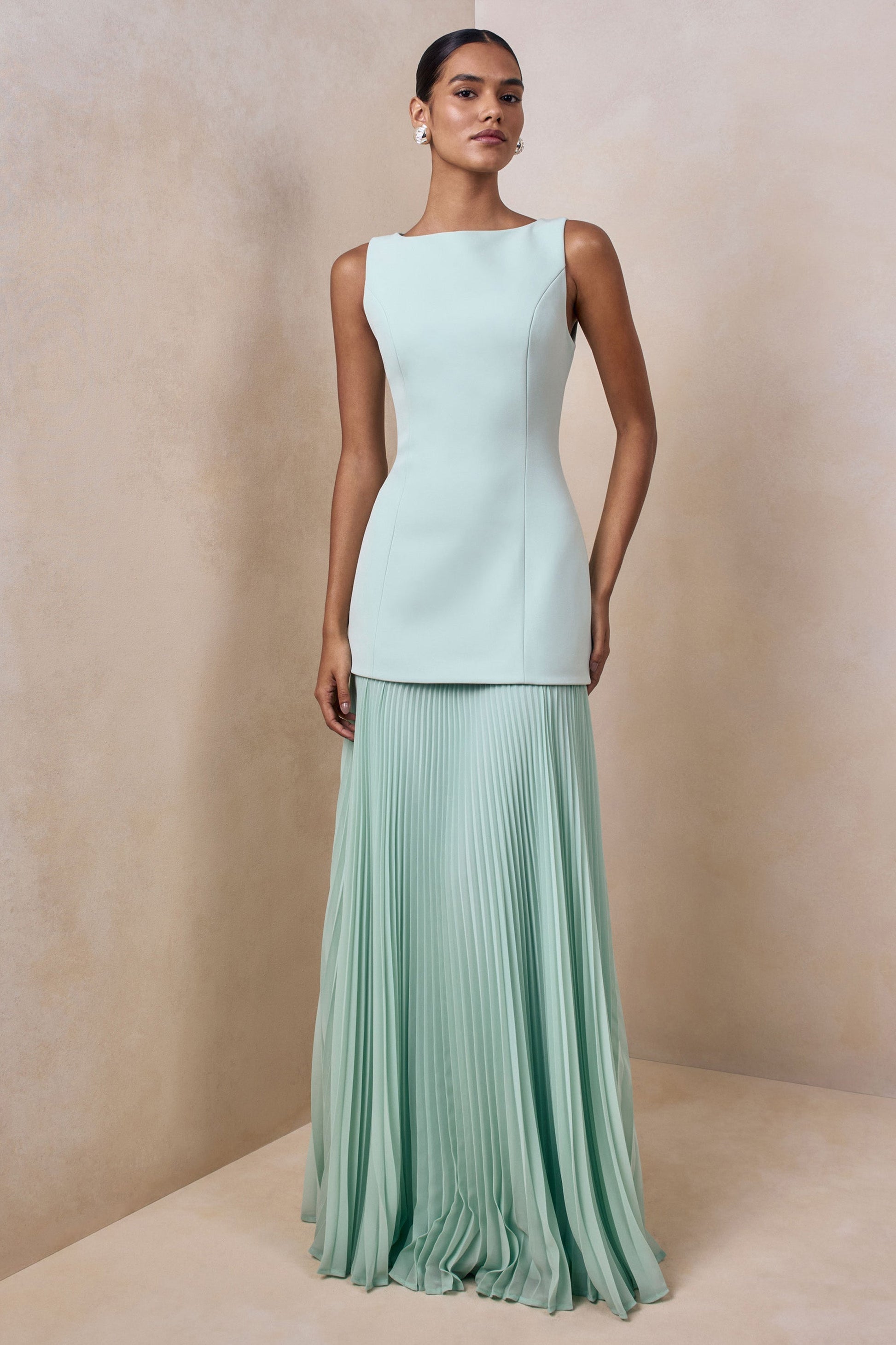 Liana Pleated High Maxi Dress