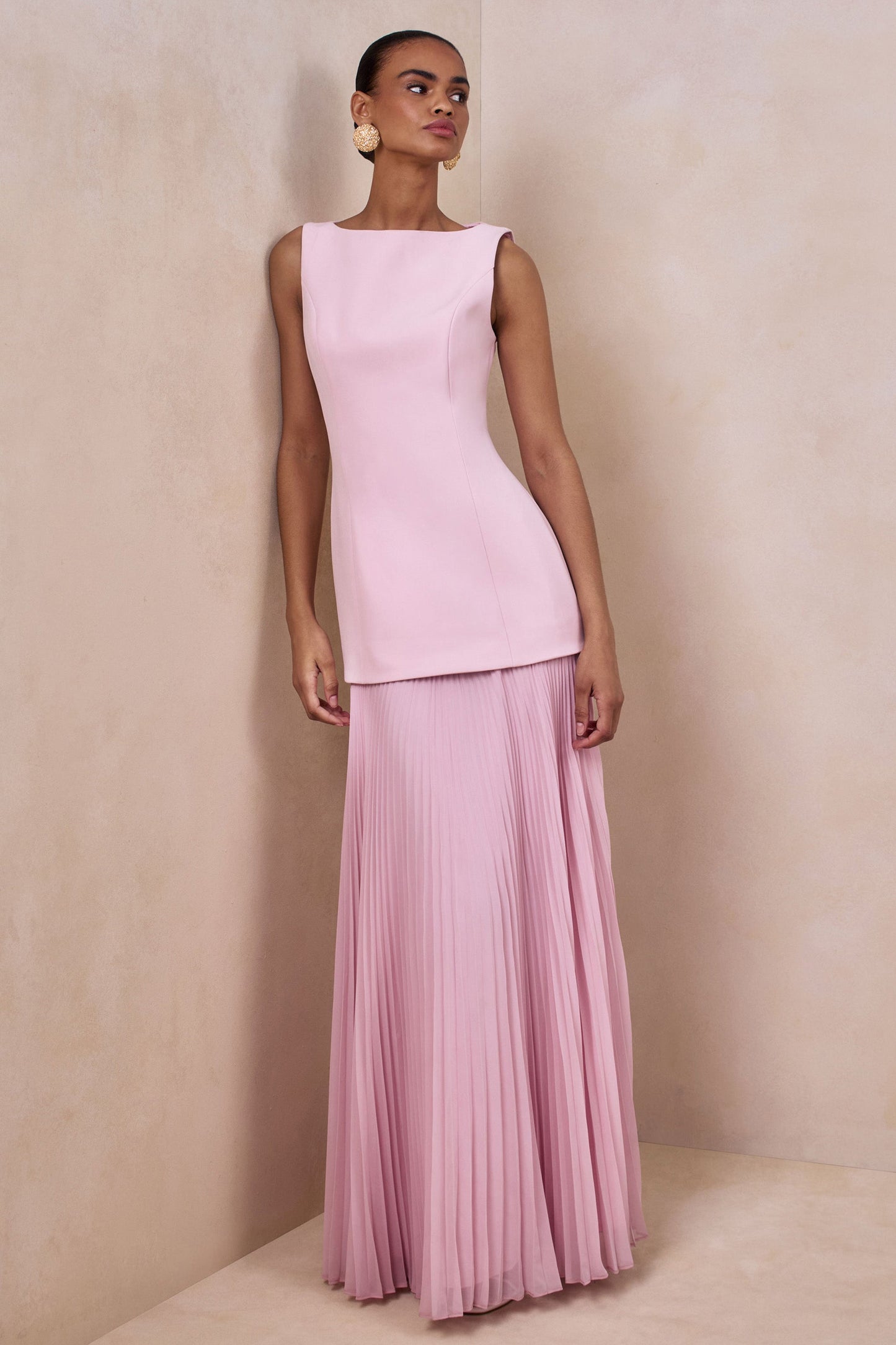 Liana Pleated High Maxi Dress