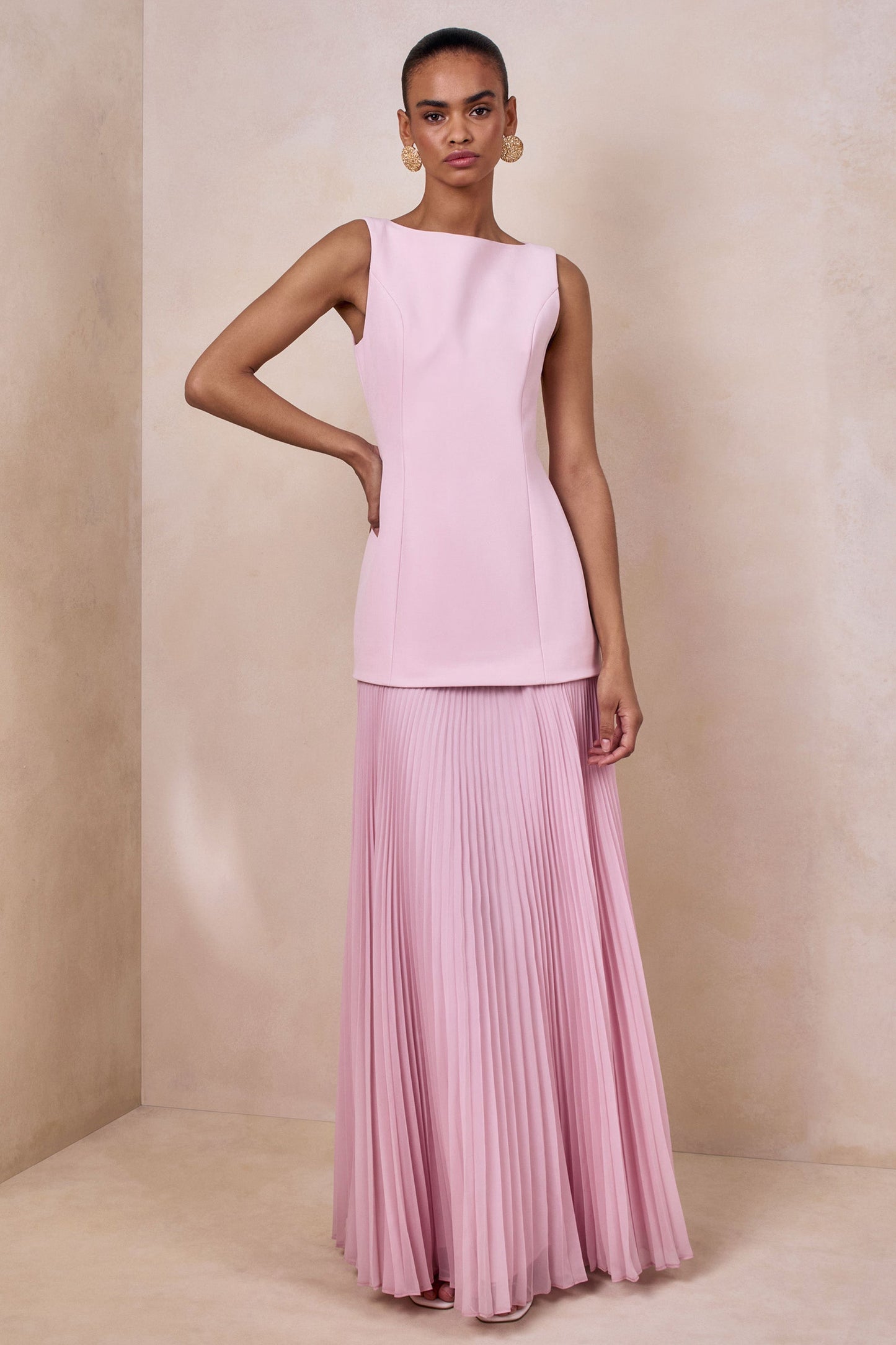 Liana Pleated High Maxi Dress