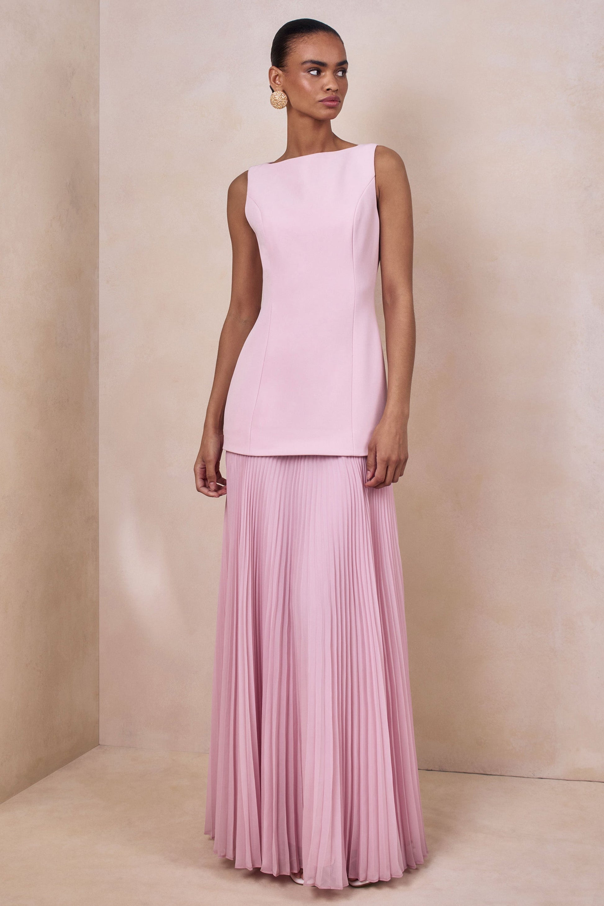 Liana Pleated High Maxi Dress