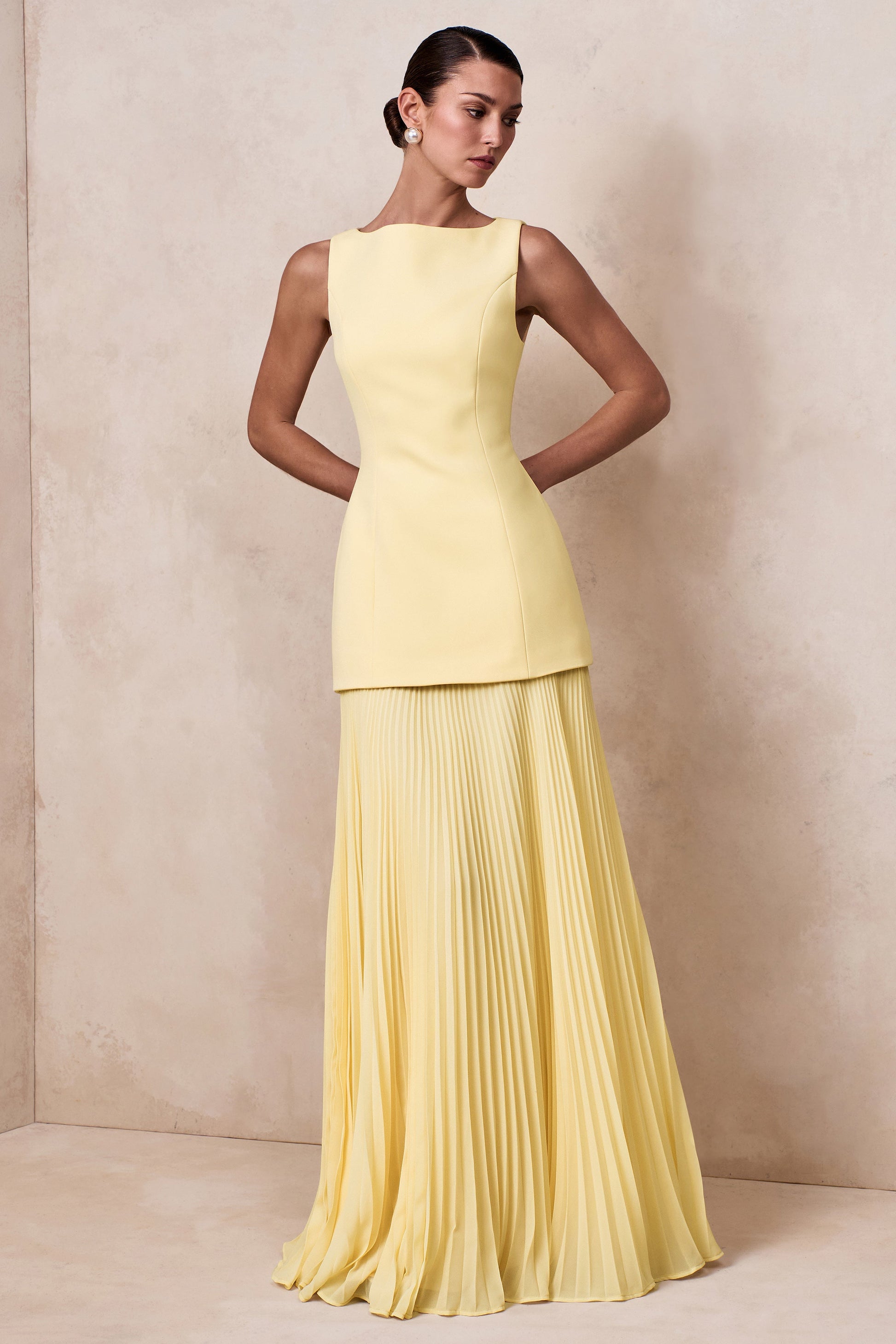 Liana Pleated High Maxi Dress