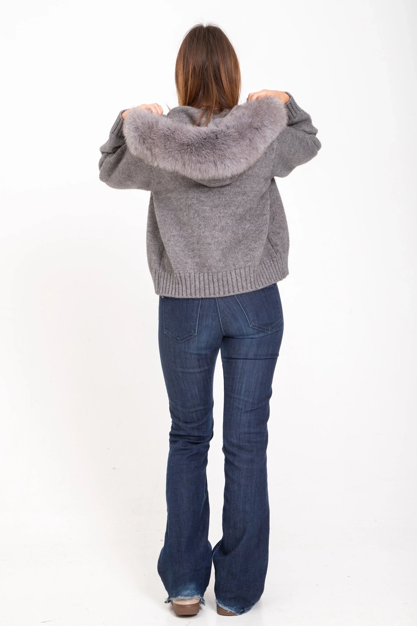 Chloe Faux Fur Hooded Cropped Jacket