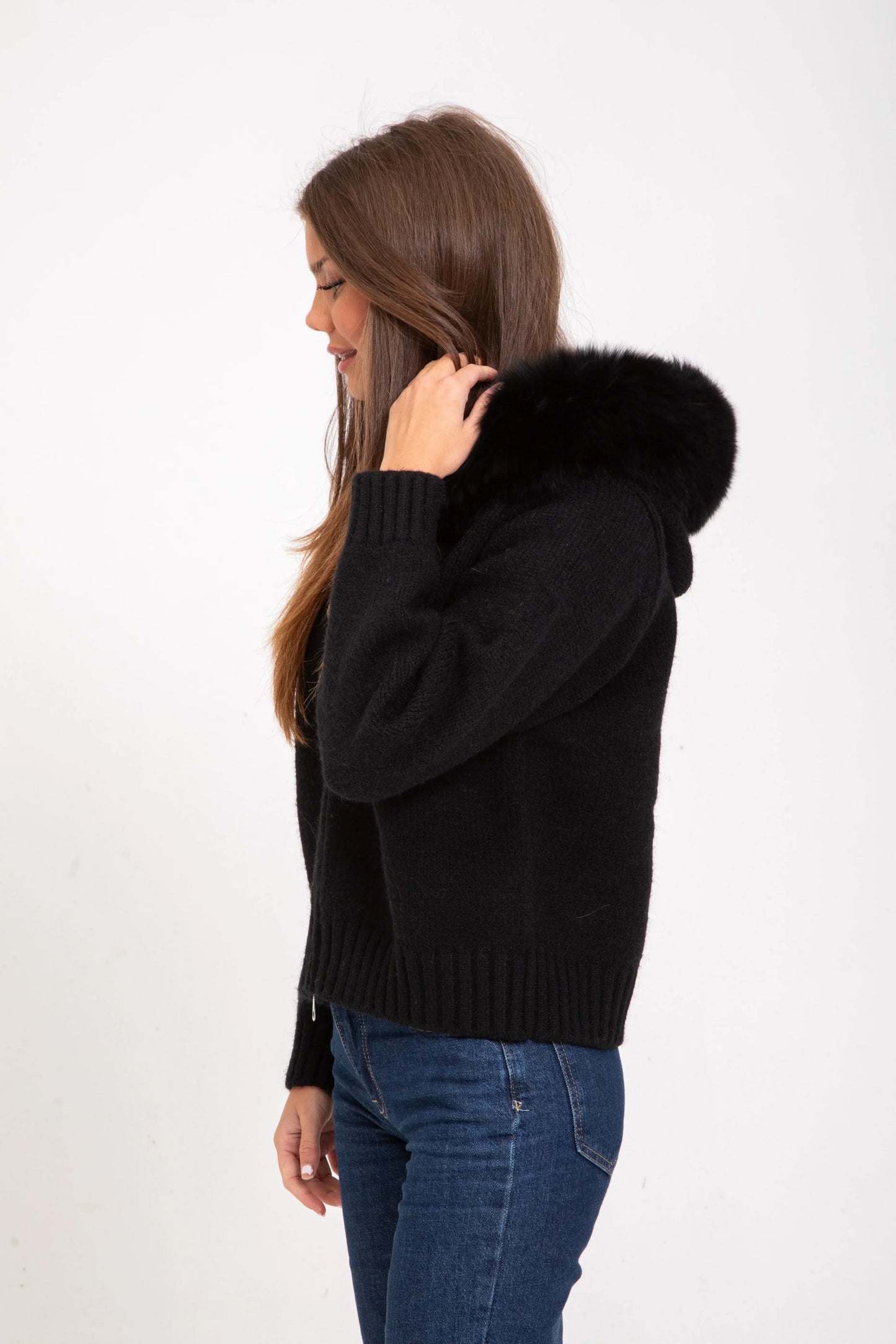 Chloe Faux Fur Hooded Cropped Jacket