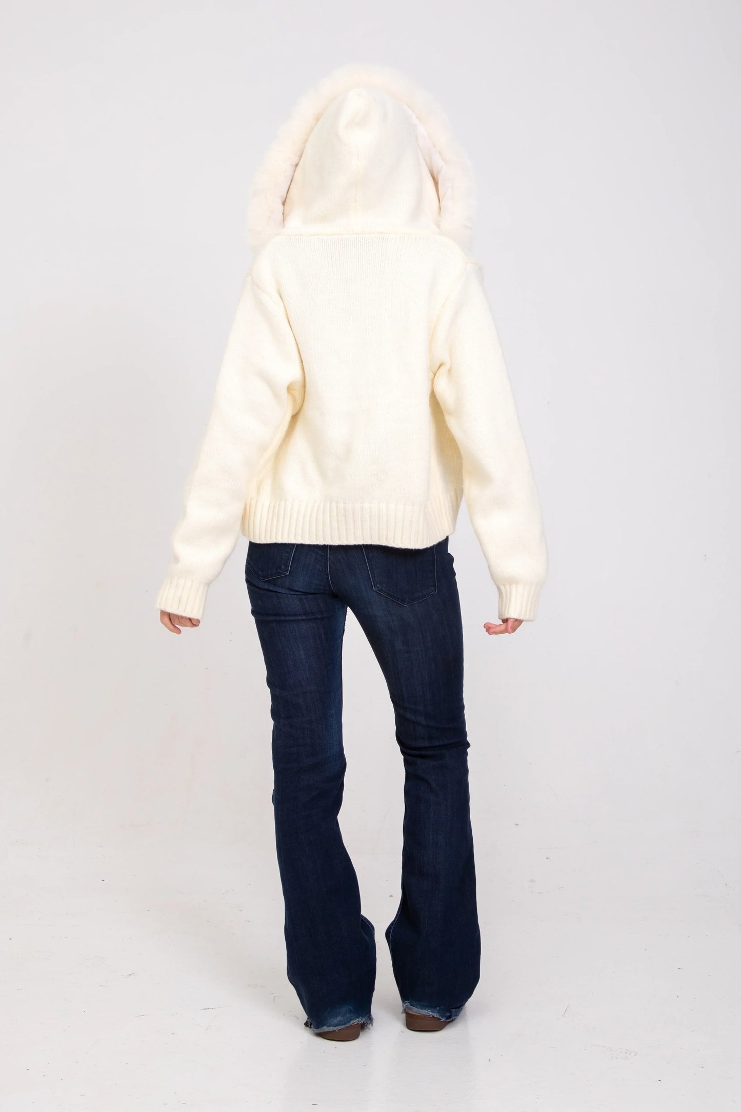 Chloe Faux Fur Hooded Cropped Jacket