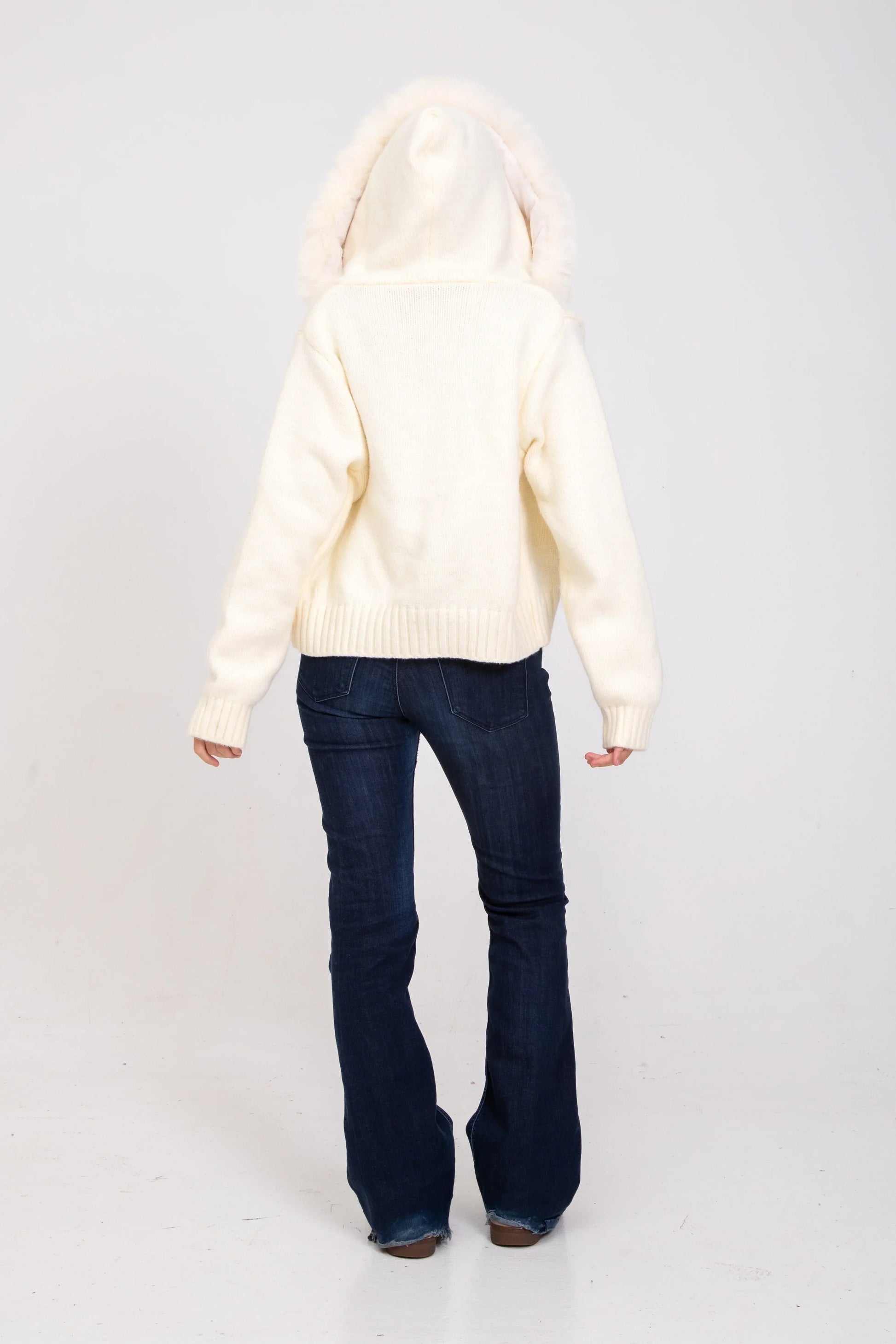 Chloe Faux Fur Hooded Cropped Jacket